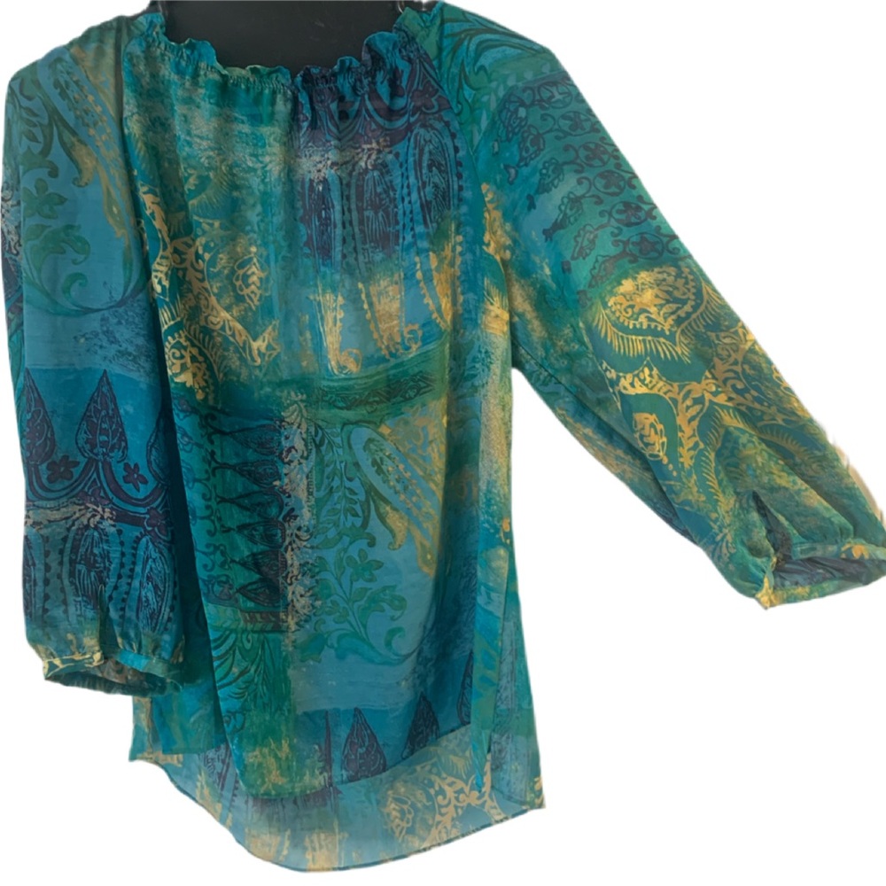 Pre Owned Women’s Chaps Blouse Sz Sm Hippie Vibe Boho Fashionable Comfort Style - Picture 3 of 11